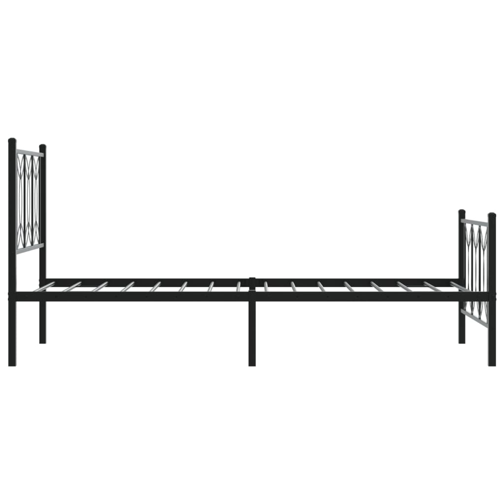 Metal Bed Frame without Mattress with Footboard Black 75x190cm