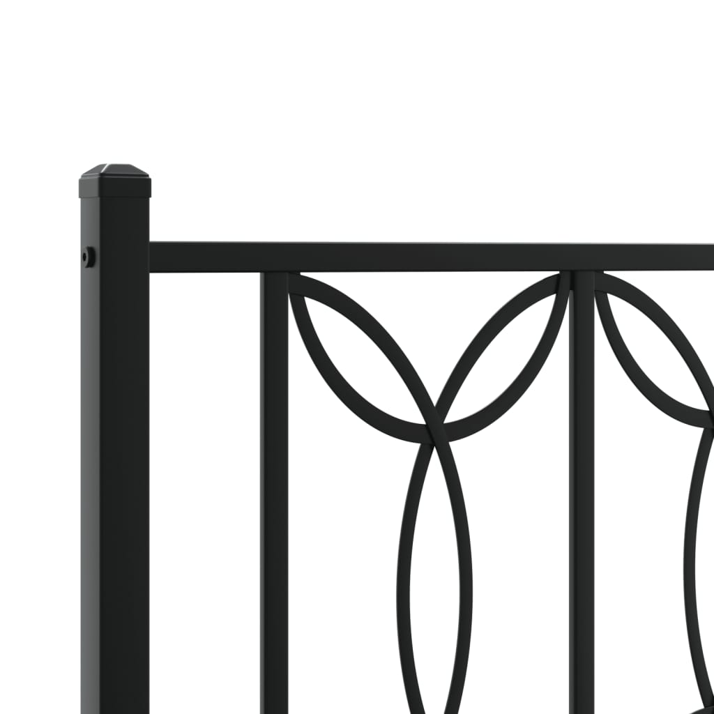 Metal Bed Frame without Mattress with Footboard Black 75x190cm