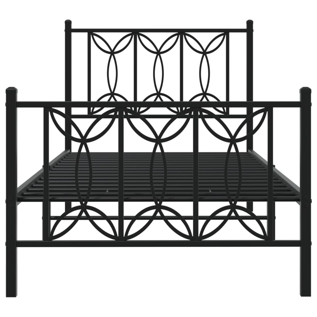 Metal Bed Frame without Mattress with Footboard Black 80x200cm
