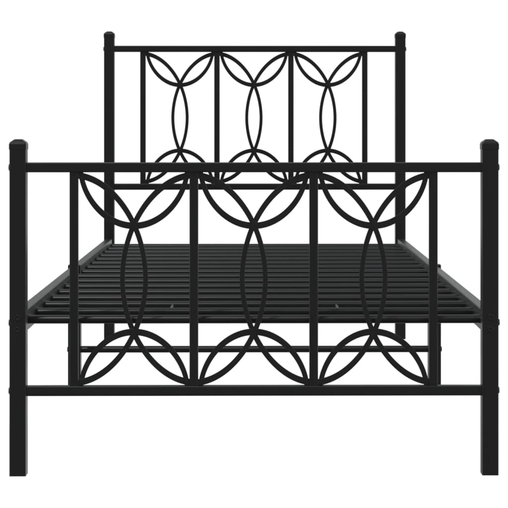 Metal Bed Frame without Mattress with Footboard Black 90x200cm
