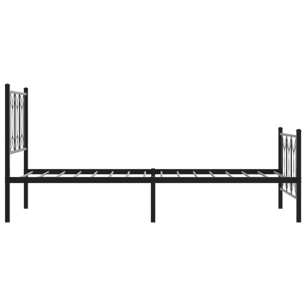 Metal Bed Frame without Mattress with Footboard Black 90x200cm