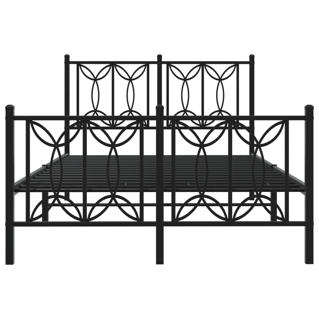 Metal Bed Frame without Mattress with Footboard Black 120x190cm