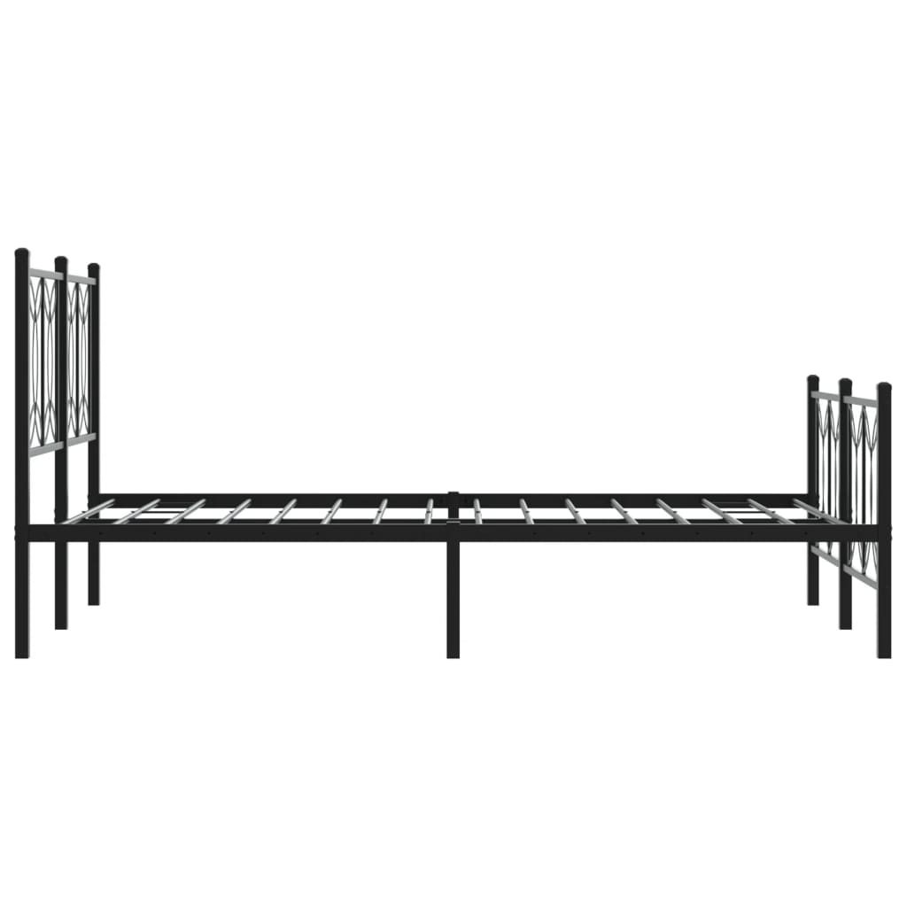 Metal Bed Frame without Mattress with Footboard Black 120x190cm