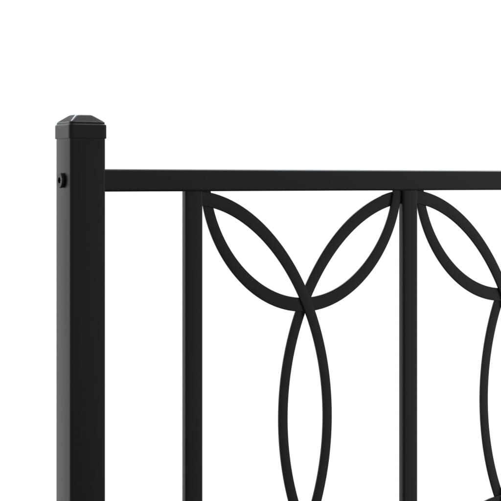 Metal Bed Frame without Mattress with Footboard Black 120x190cm