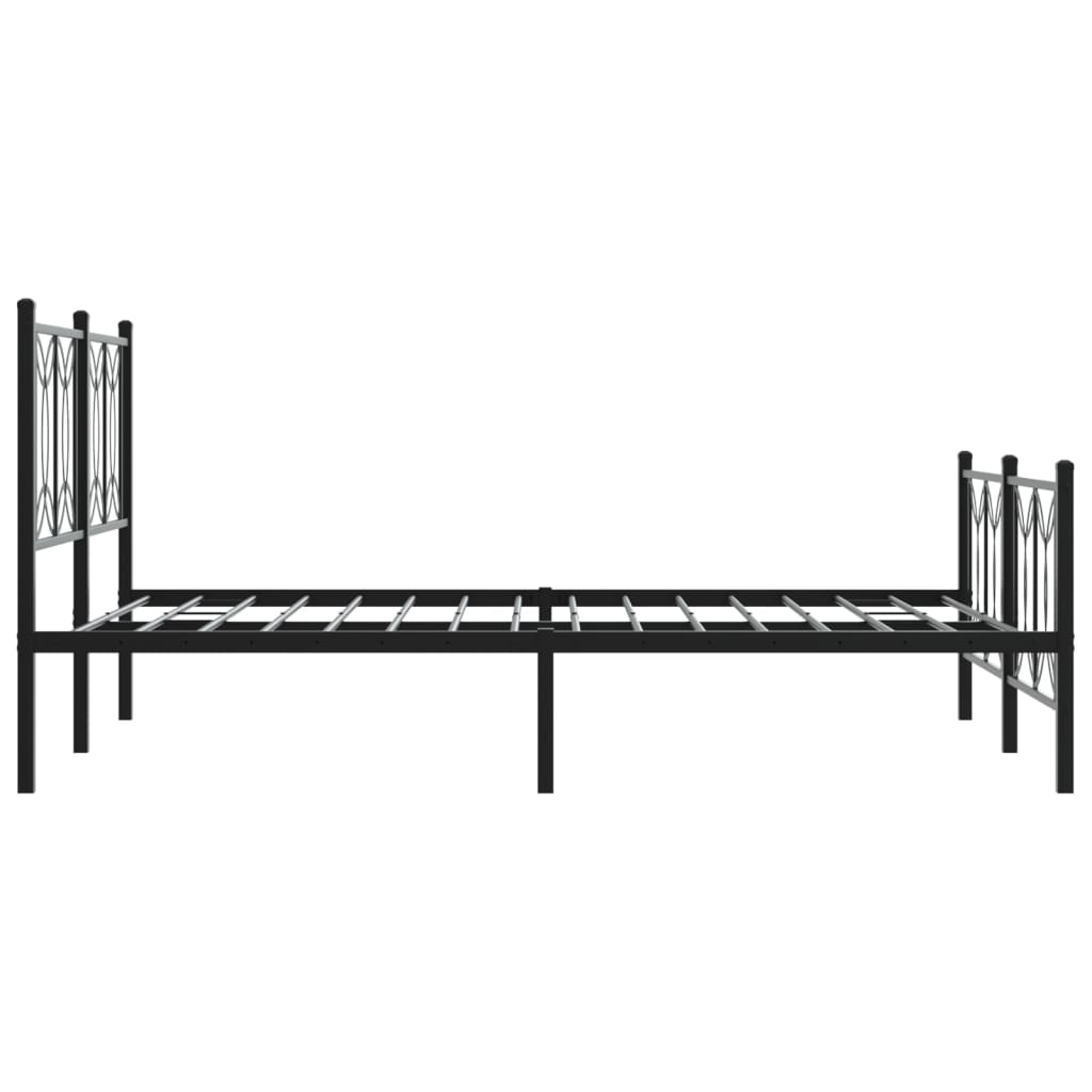 Metal Bed Frame without Mattress with Footboard Black 135x190cm