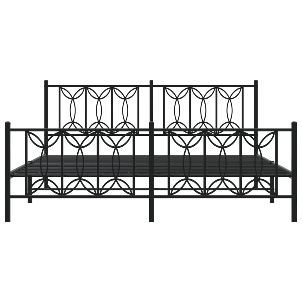 Metal Bed Frame without Mattress with Footboard Black 183x213cm