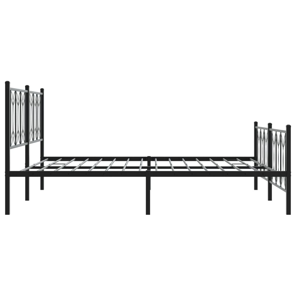 Metal Bed Frame without Mattress with Footboard Black 183x213cm