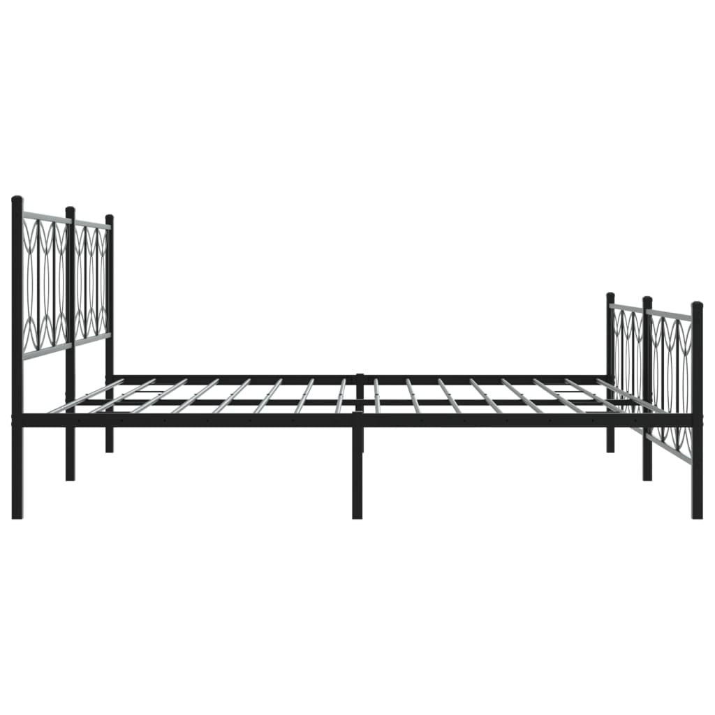 Metal Bed Frame without Mattress with Footboard Black 193x203cm