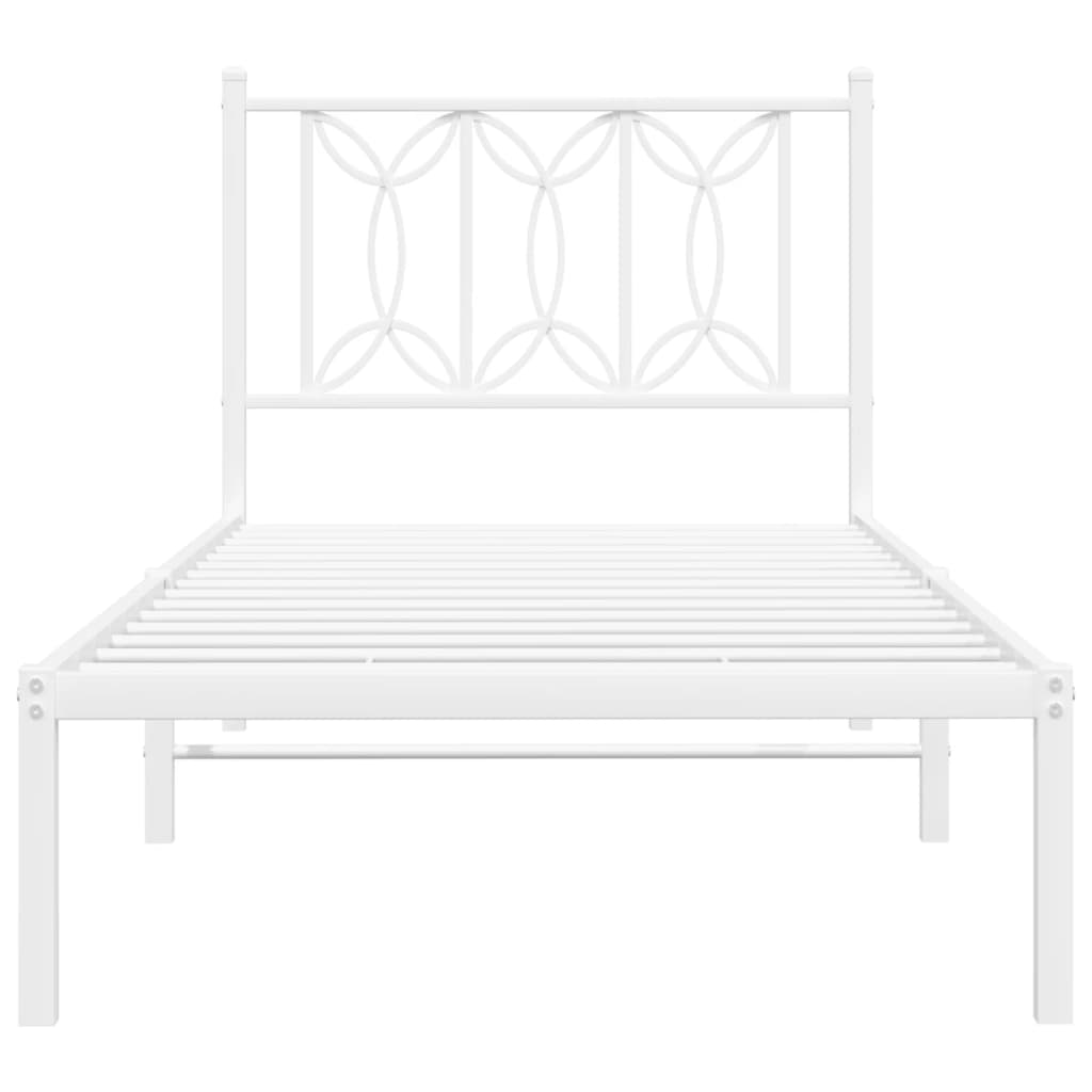 Metal Bed Frame without Mattress with Headboard White 80x200cm