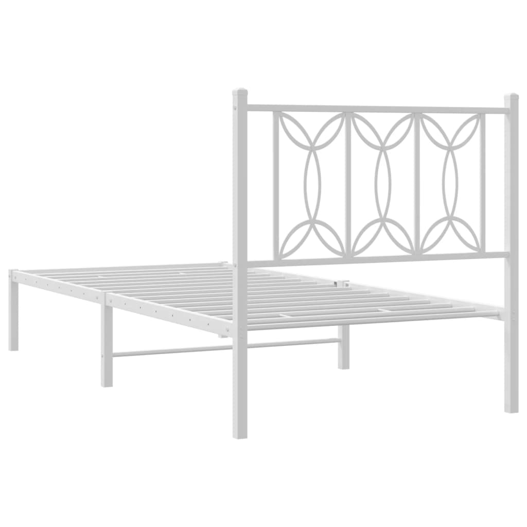 Metal Bed Frame without Mattress with Headboard White 80x200cm