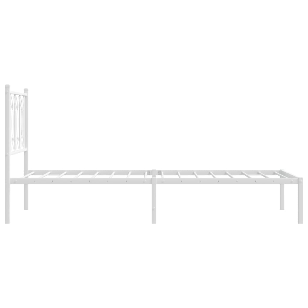 Metal Bed Frame without Mattress with Headboard White 90x190cm