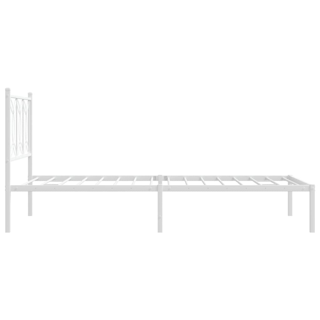 Metal Bed Frame without Mattress with Headboard White 107x203cm
