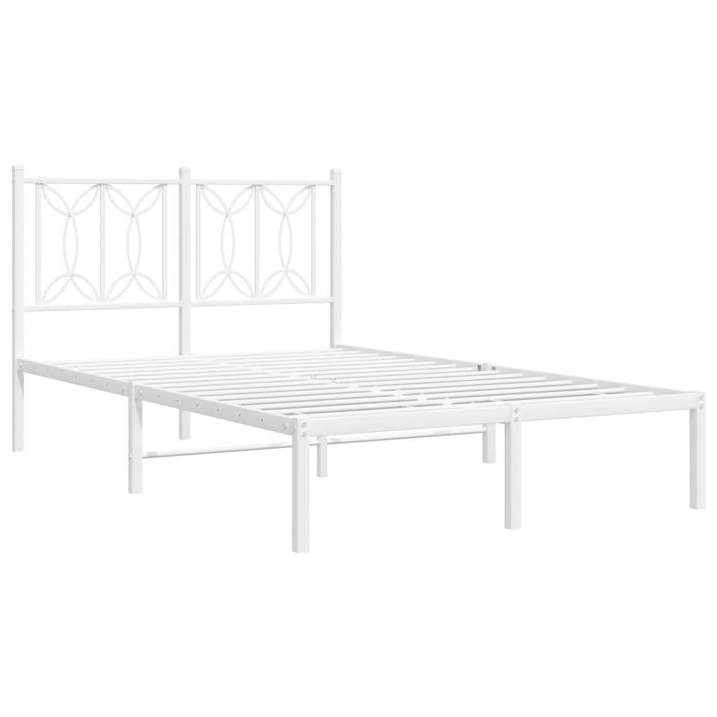 Metal Bed Frame without Mattress with Headboard White 120x190cm