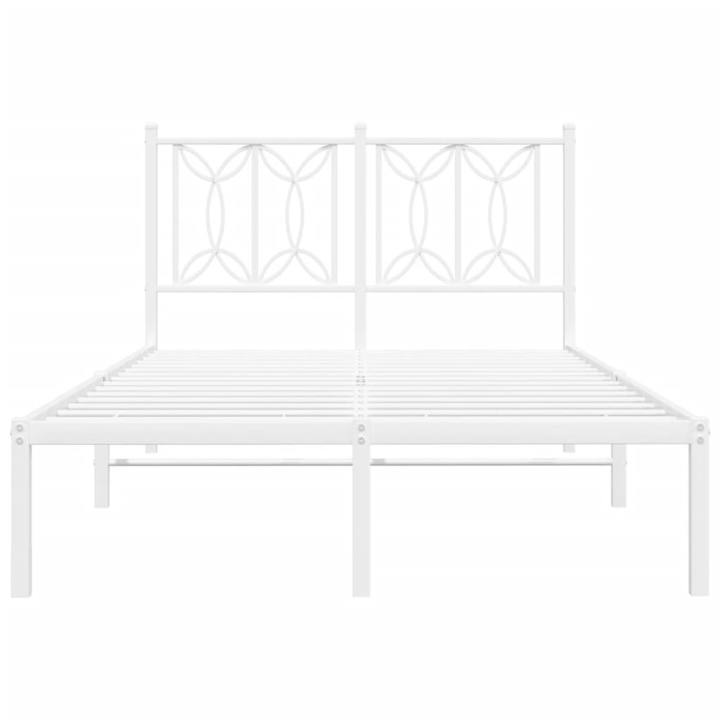 Metal Bed Frame without Mattress with Headboard White 120x190cm