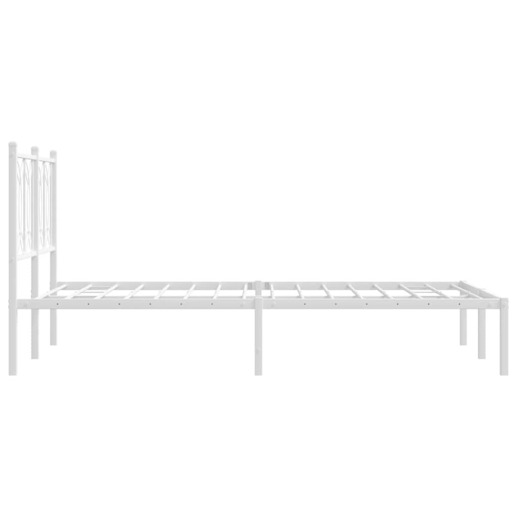 Metal Bed Frame without Mattress with Headboard White 120x190cm