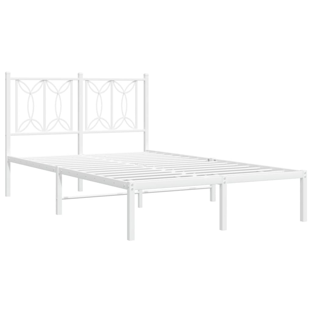 Metal Bed Frame without Mattress with Headboard White 120x200cm