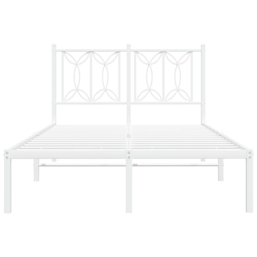 Metal Bed Frame without Mattress with Headboard White 120x200cm