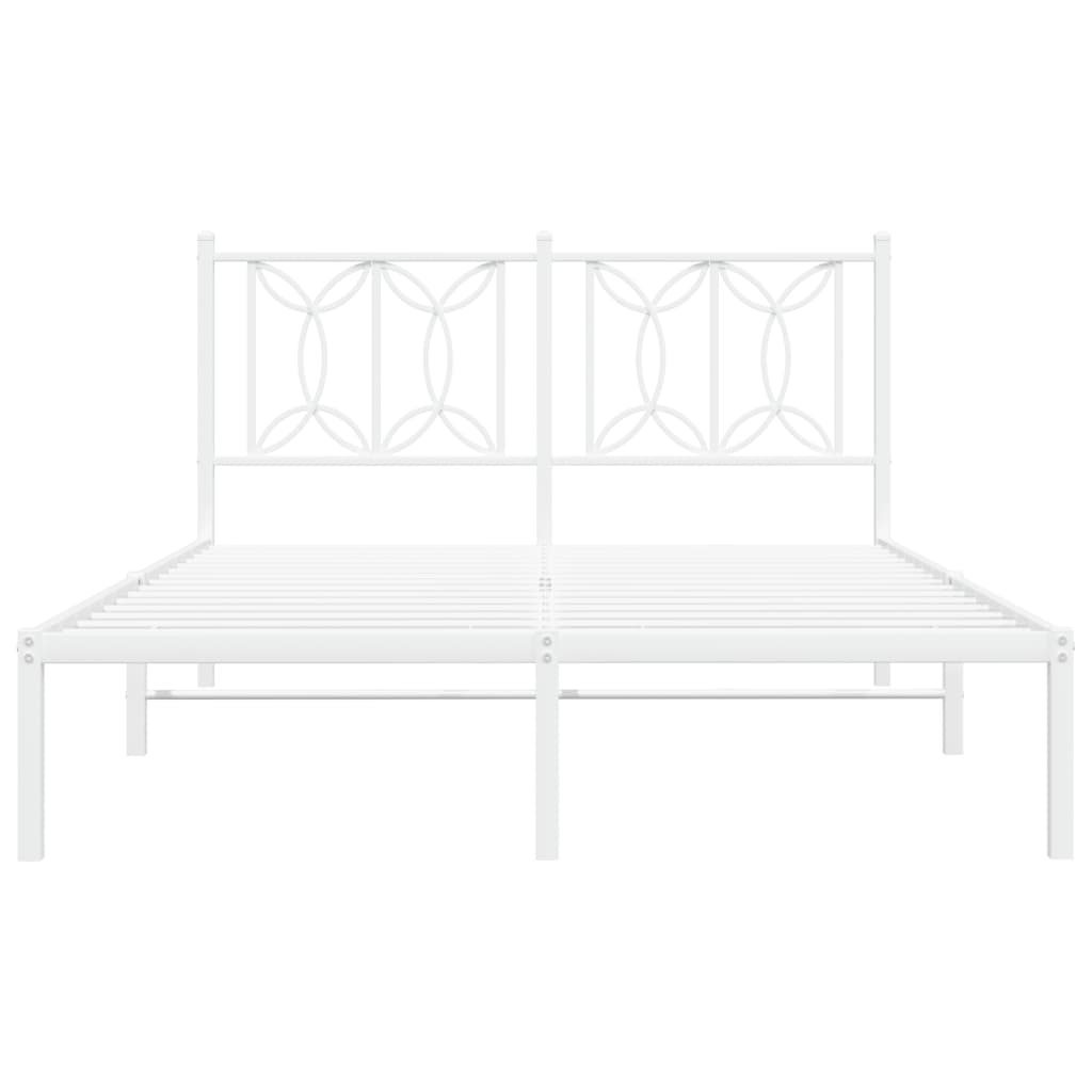 Metal Bed Frame without Mattress with Headboard White 135x190cm