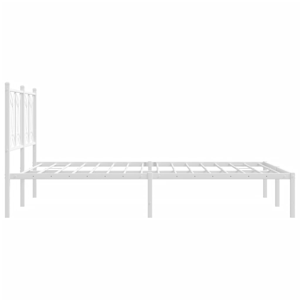 Metal Bed Frame without Mattress with Headboard White 140x190cm