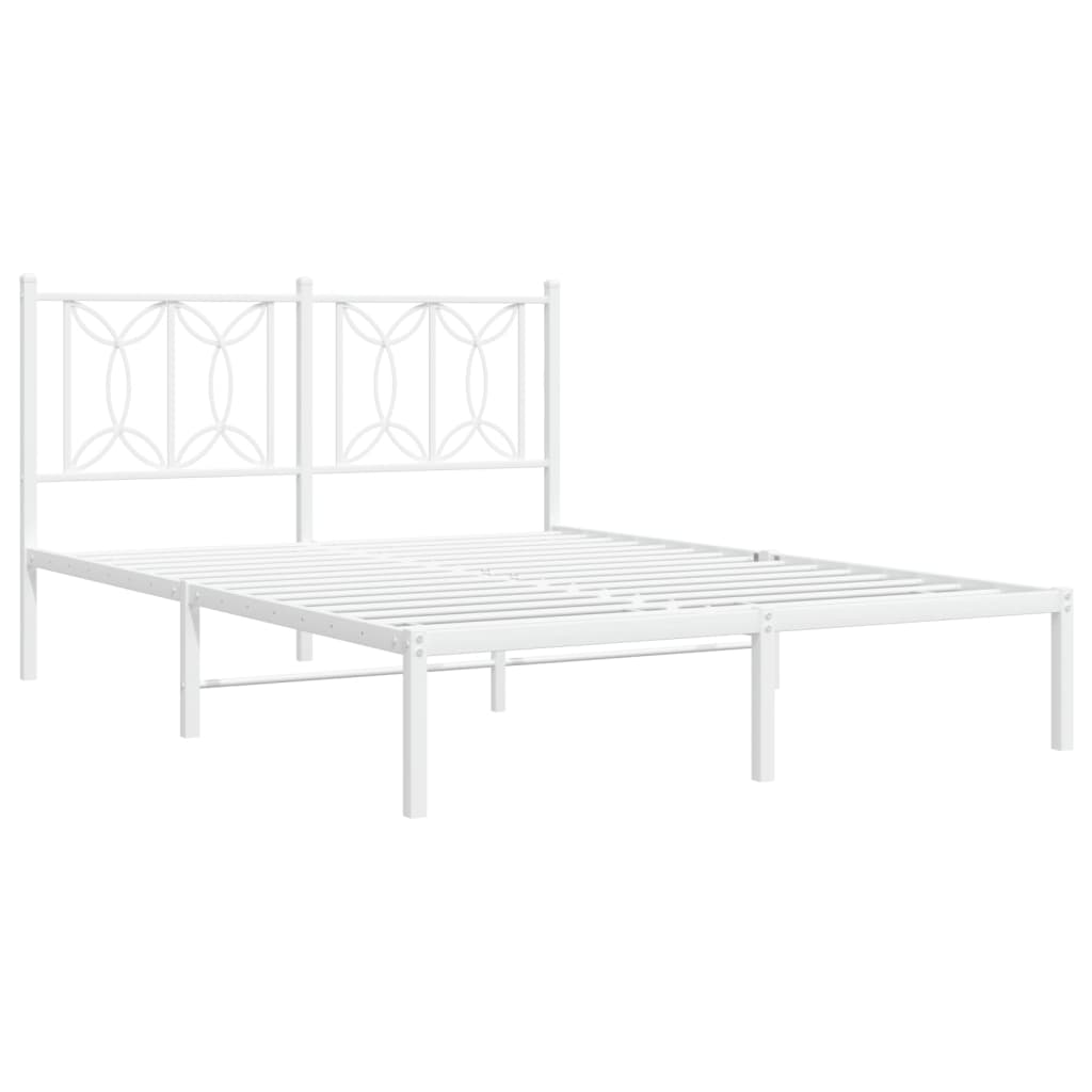 Metal Bed Frame without Mattress with Headboard White 140x200cm