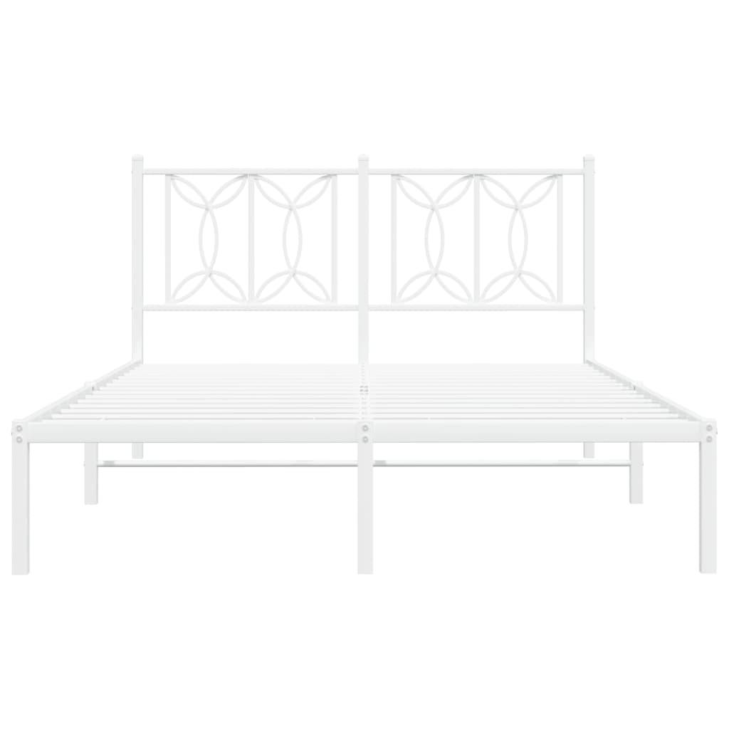 Metal Bed Frame without Mattress with Headboard White 140x200cm