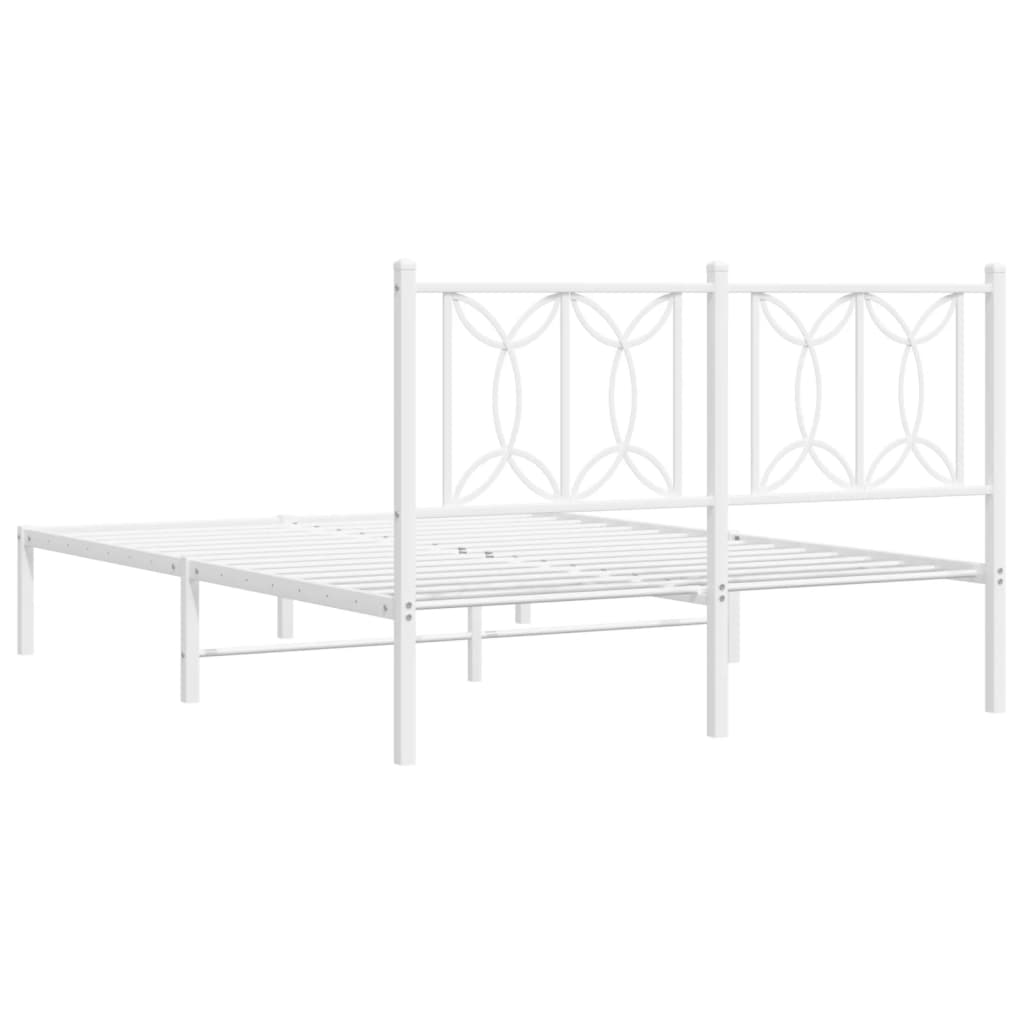 Metal Bed Frame without Mattress with Headboard White 140x200cm