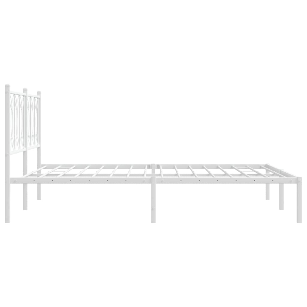 Metal Bed Frame without Mattress with Headboard White 150x200cm