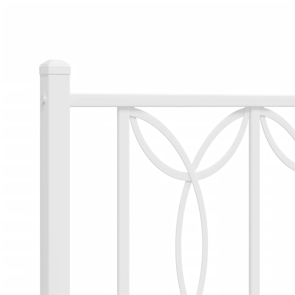 Metal Bed Frame without Mattress with Headboard White 150x200cm