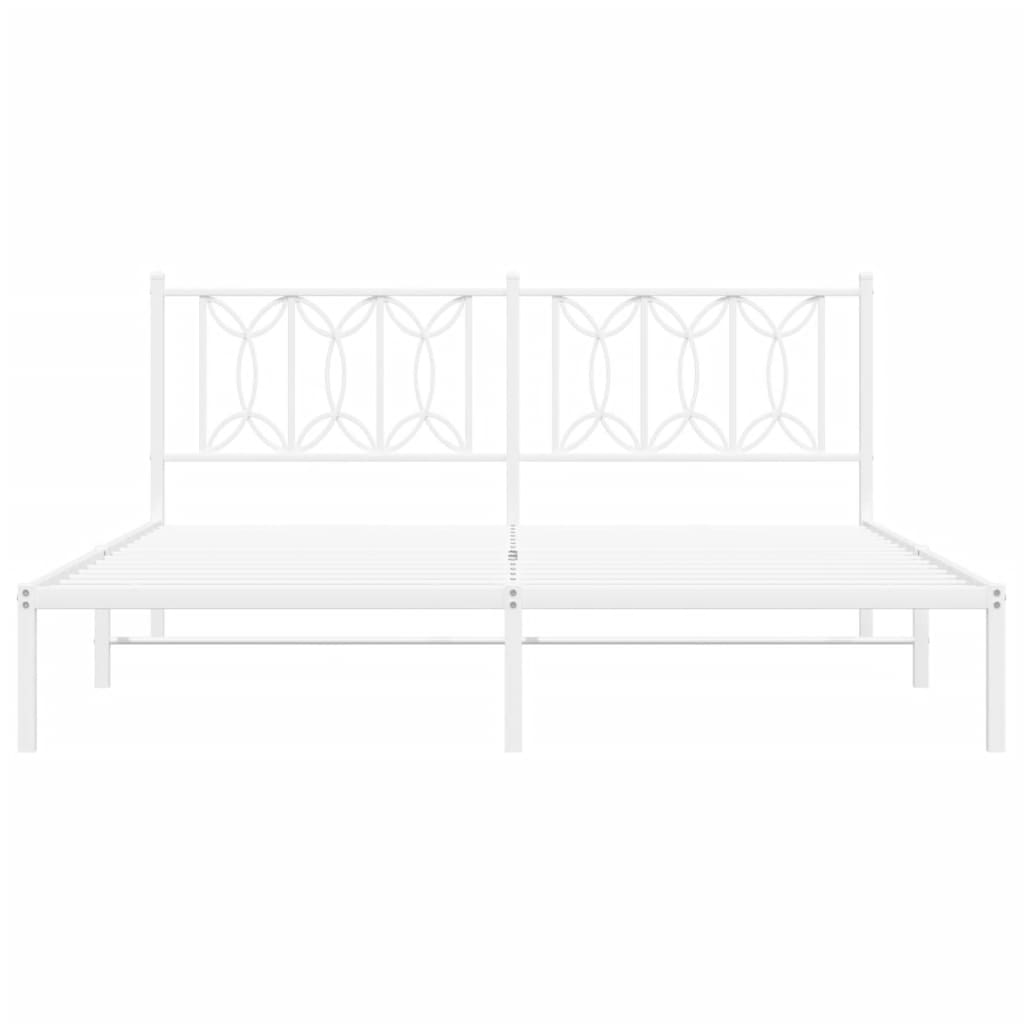 Metal Bed Frame without Mattress with Headboard White 183x213cm