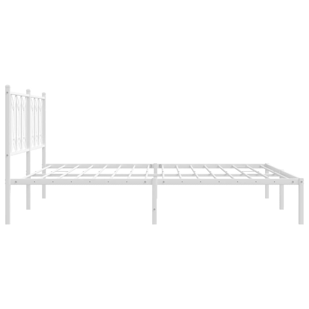 Metal Bed Frame without Mattress with Headboard White 183x213cm
