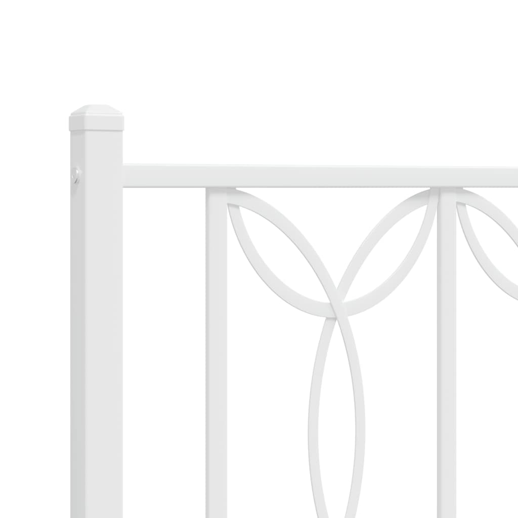 Metal Bed Frame without Mattress with Headboard White 183x213cm