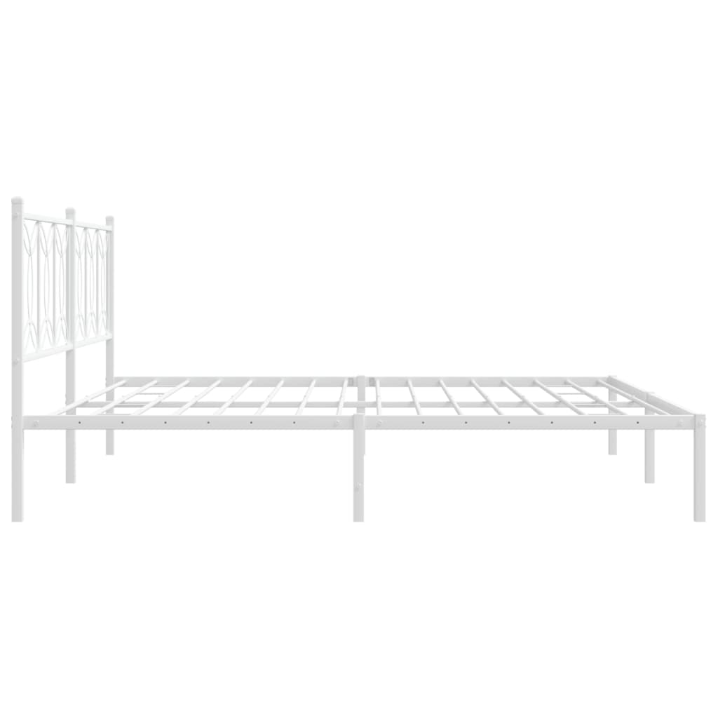 Metal Bed Frame without Mattress with Headboard White 193x203cm