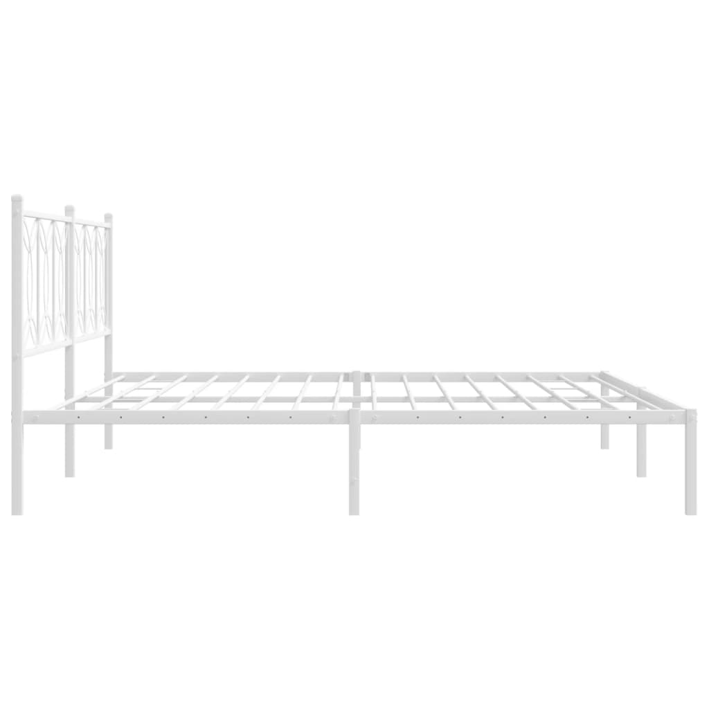 Metal Bed Frame without Mattress with Headboard White 200x200cm