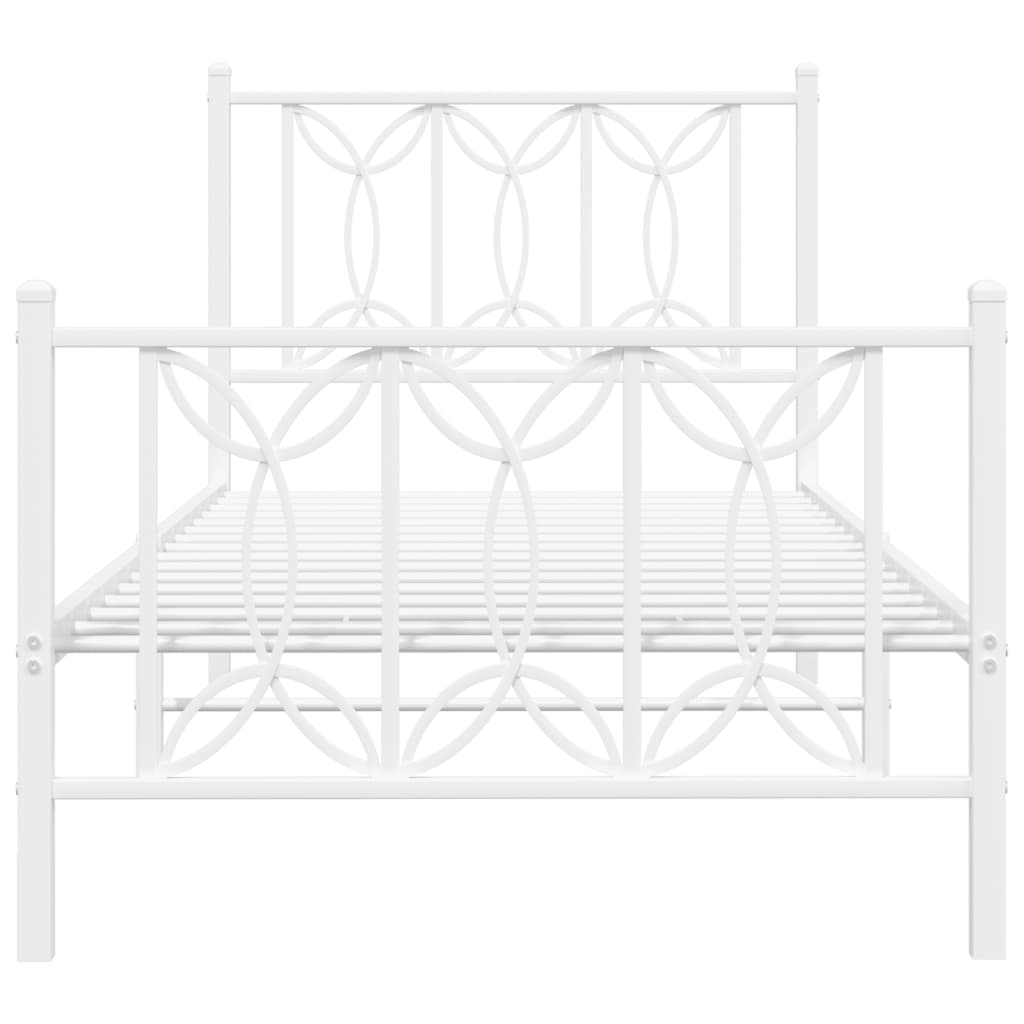 Metal Bed Frame without Mattress with Footboard White 80x200cm