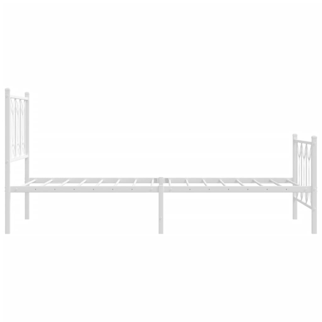 Metal Bed Frame without Mattress with Footboard White 80x200cm