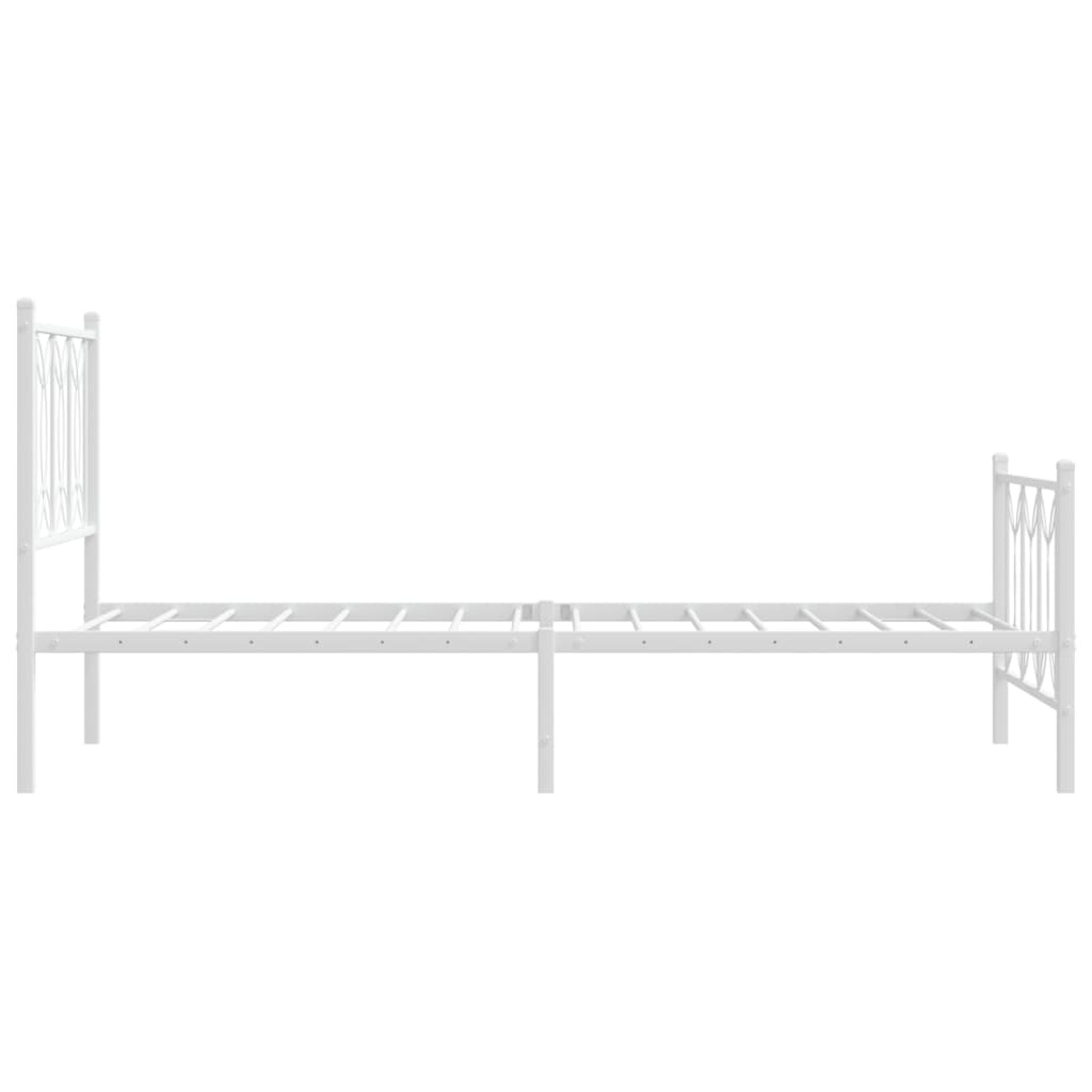Metal Bed Frame without Mattress with Footboard White 90x190cm