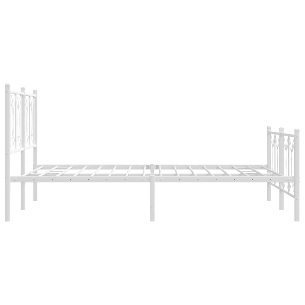 Metal Bed Frame without Mattress with Footboard White 135x190cm