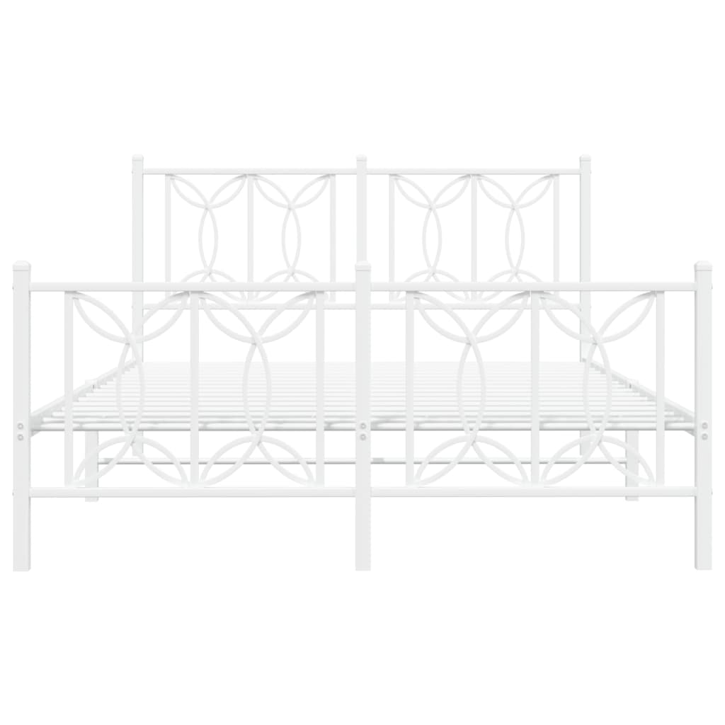 Metal Bed Frame without Mattress with Footboard White 140x190cm