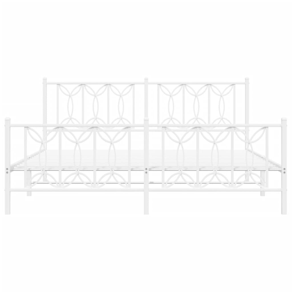 Metal Bed Frame without Mattress with Footboard White 180x200cm