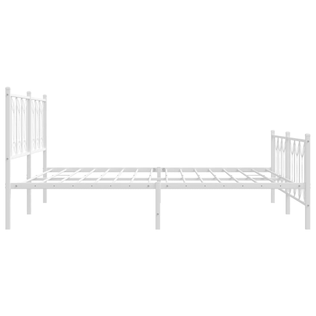 Metal Bed Frame without Mattress with Footboard White 180x200cm