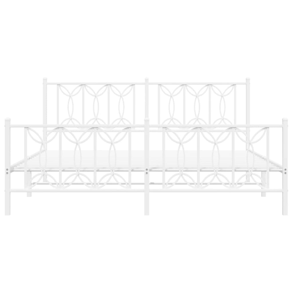 Metal Bed Frame without Mattress with Footboard White 183x213cm