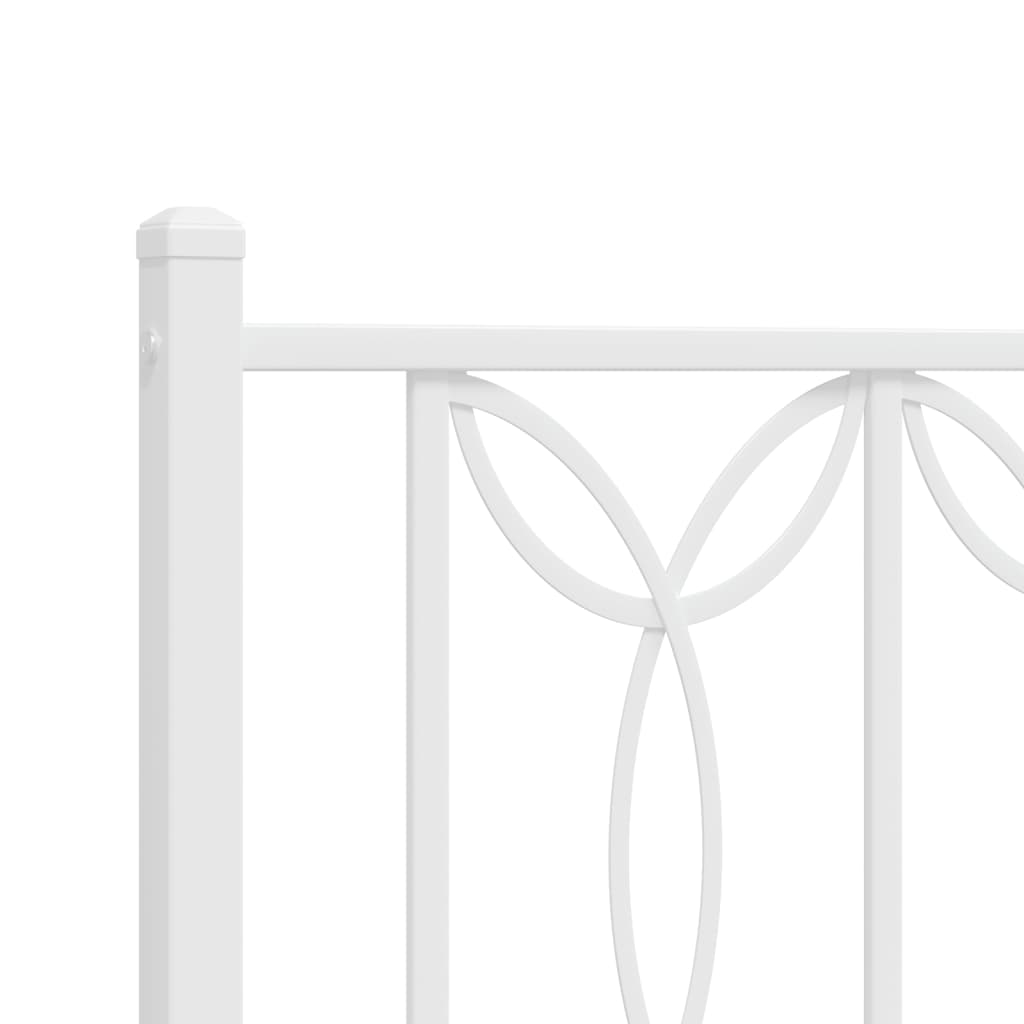 Metal Bed Frame without Mattress with Footboard White 183x213cm