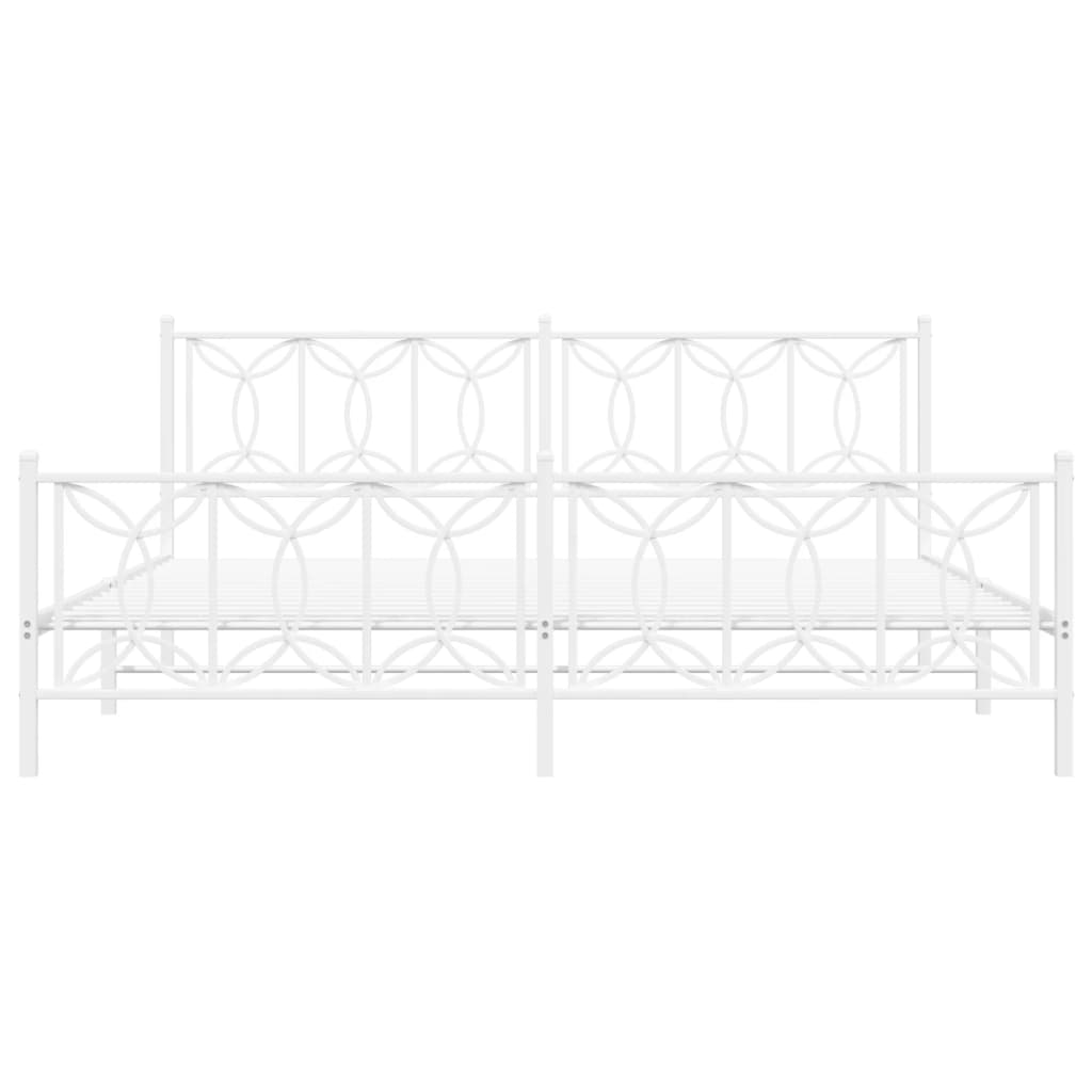 Metal Bed Frame without Mattress with Footboard White 193x203cm