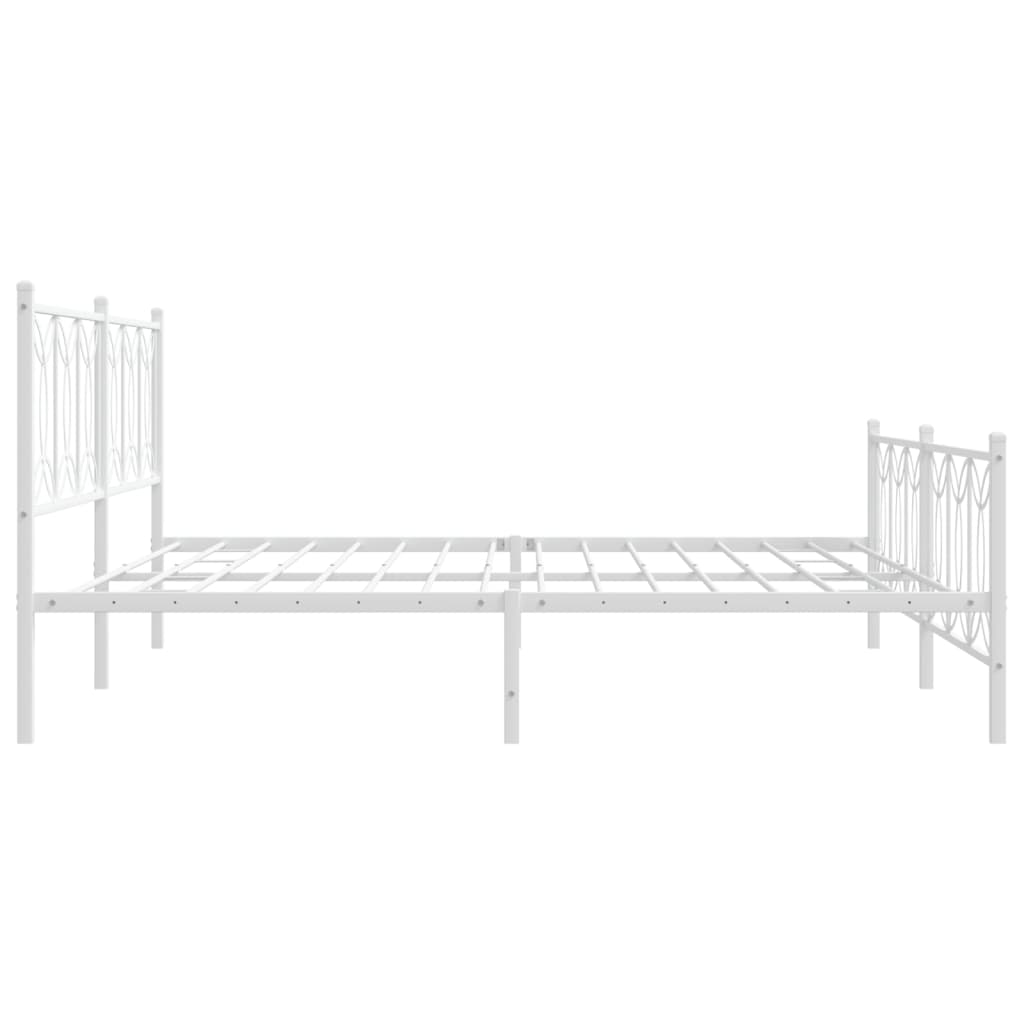 Metal Bed Frame without Mattress with Footboard White 193x203cm