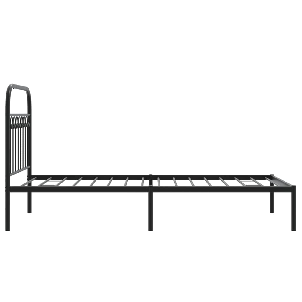 Metal Bed Frame without Mattress with Headboard Black 90x190cm