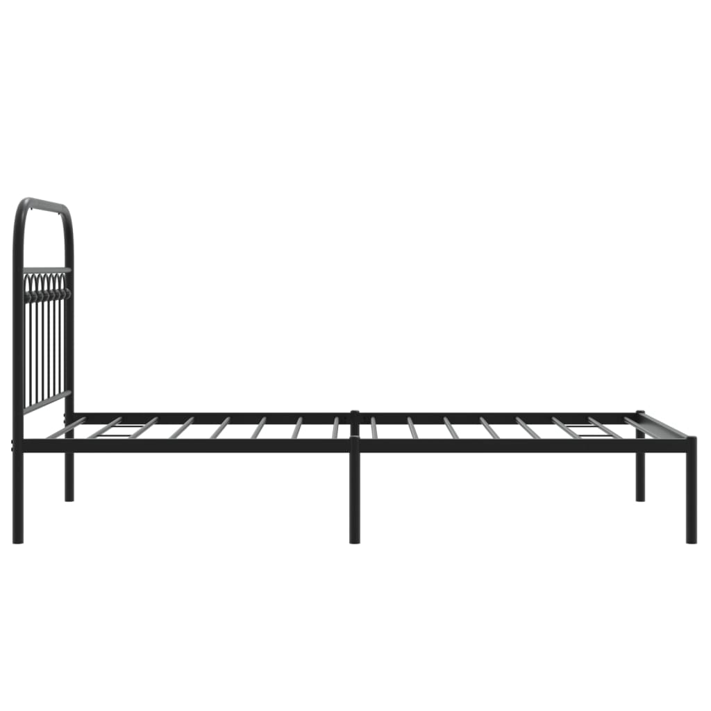 Metal Bed Frame without Mattress with Headboard Black 90x200cm