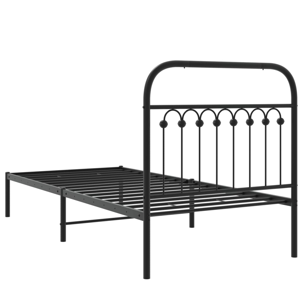 Metal Bed Frame without Mattress with Headboard Black 90x200cm