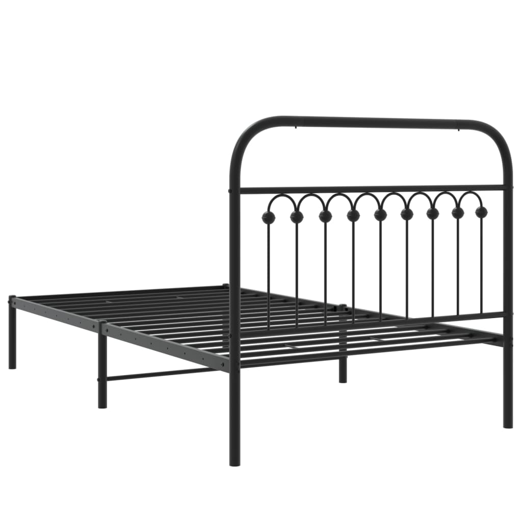 Metal Bed Frame without Mattress with Headboard Black 100x200cm