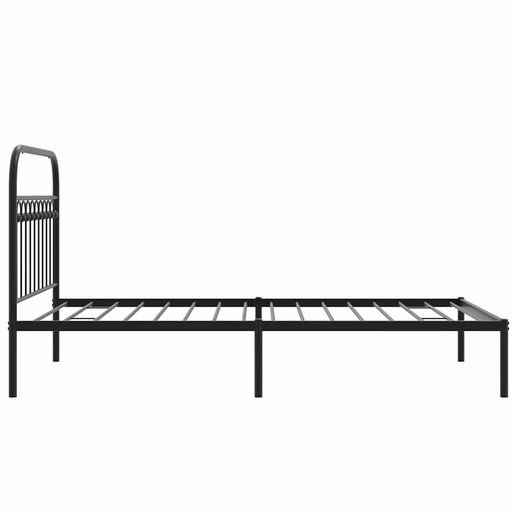 Metal Bed Frame without Mattress with Headboard Black 107x203cm
