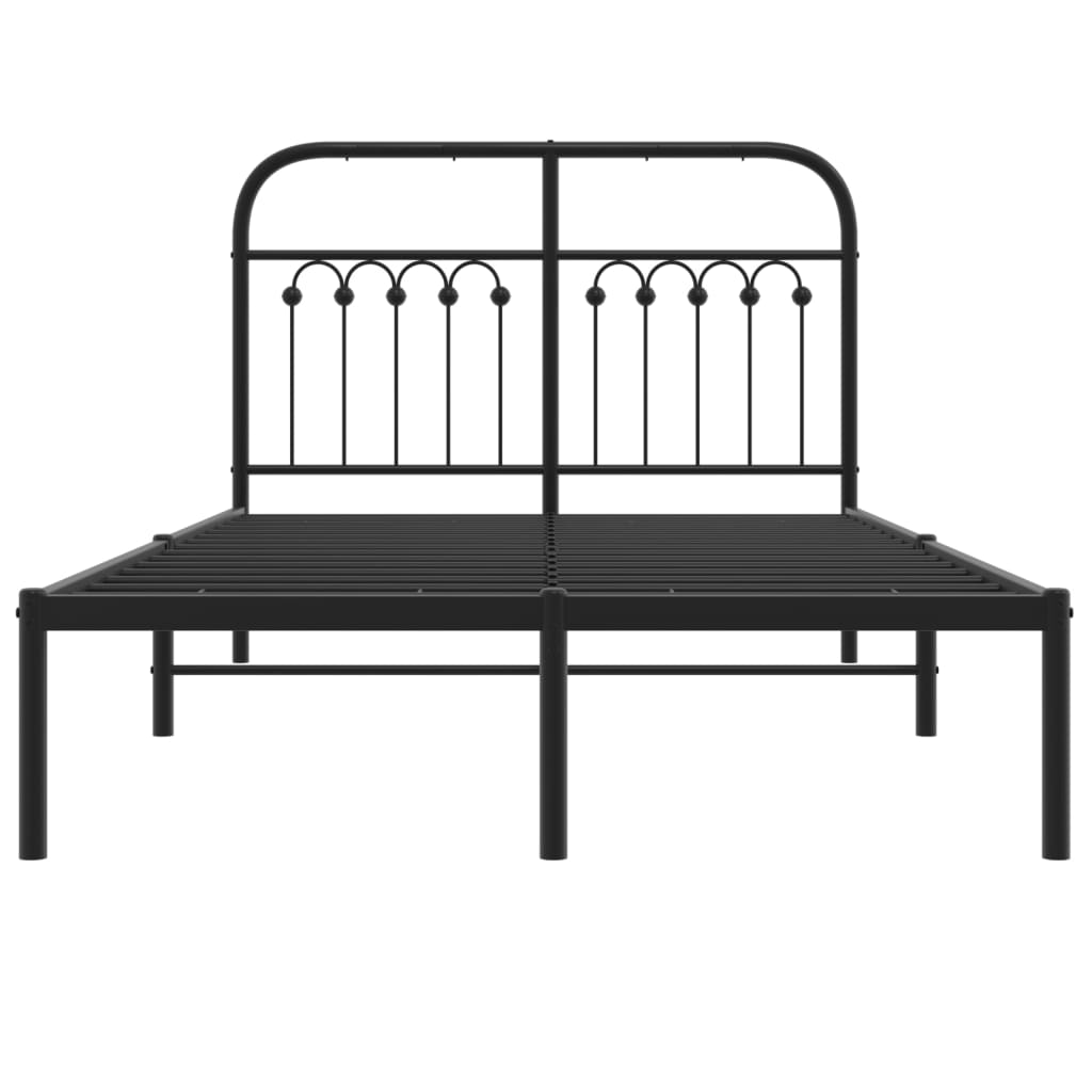 Metal Bed Frame without Mattress with Headboard Black 120x190cm